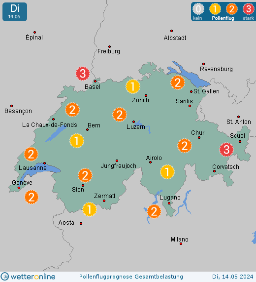 Luzern: Pollenflugvorhersage Ambrosia für Donnerstag, den 25.04.2024