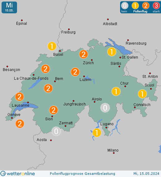 Sankt Moritz: Pollenflugvorhersage Ambrosia für Freitag, den 26.04.2024