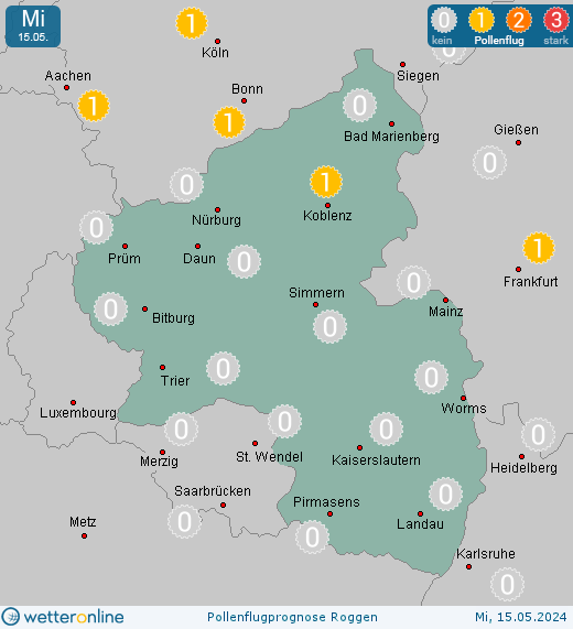 Rheinland-Pfalz: Pollenflugvorhersage Roggen für Freitag, den 26.04.2024