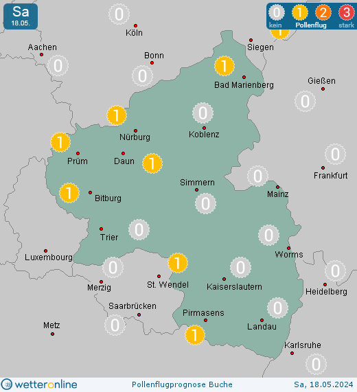 Westhofen: Pollenflugvorhersage Buche für Sonntag, den 28.04.2024