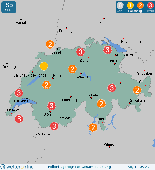 Bodensee: Pollenflugvorhersage Ambrosia für Sonntag, den 28.04.2024