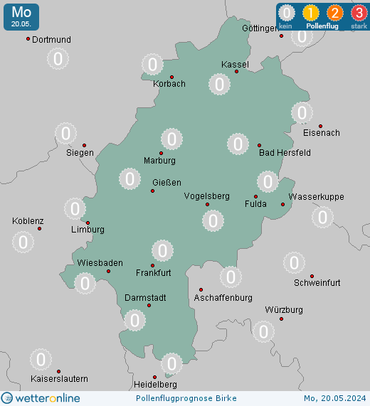 Dautphetal: Pollenflugvorhersage Birke für Sonntag, den 28.04.2024