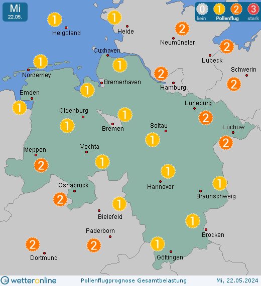 Lüchow: Pollenflugvorhersage Ambrosia für Montag, den 29.04.2024