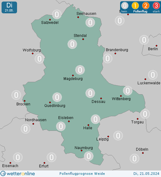 Dessau-Roßlau: Pollenflugvorhersage Weide für Montag, den 29.04.2024