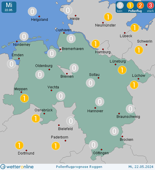 Braunlage: Pollenflugvorhersage Roggen für Montag, den 29.04.2024