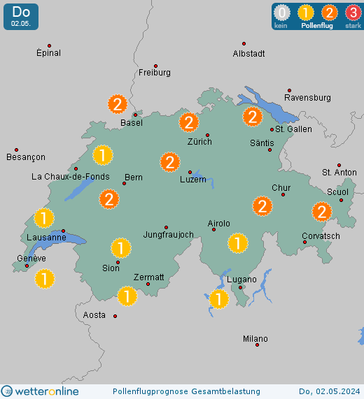 Luzern: Pollenflugvorhersage Ambrosia für Dienstag, den 06.12.2022