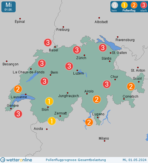 Bottighofen: Pollenflugvorhersage Ambrosia für Sonntag, den 26.03.2023