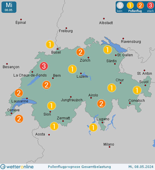Konstanz: Pollenflugvorhersage Ambrosia für Montag, den 26.02.2024