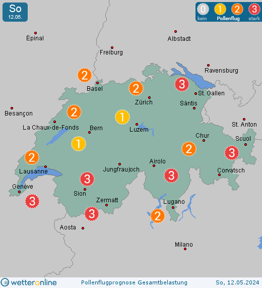 Obernau: Pollenflugvorhersage Ambrosia für Dienstag, den 16.04.2024