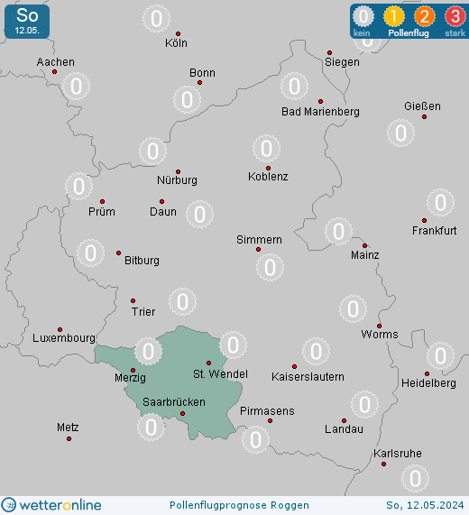 Saarland: Pollenflugvorhersage Roggen für Freitag, den 19.04.2024