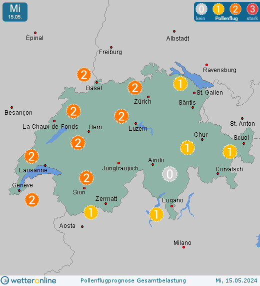 Hoch-Ybrig: Pollenflugvorhersage Ambrosia für Donnerstag, den 25.04.2024