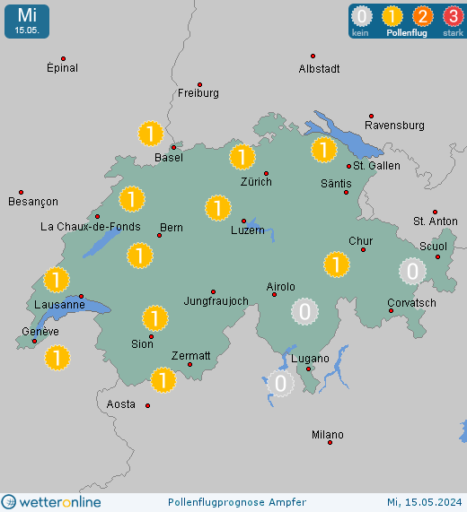 Spiegel b. Bern: Pollenflugvorhersage Ampfer für Donnerstag, den 25.04.2024