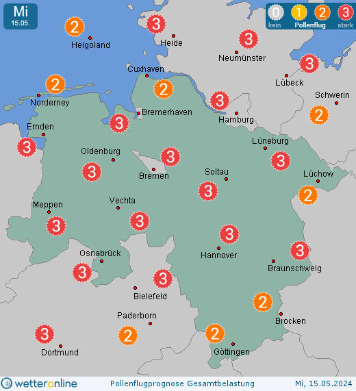 Bad Gandersheim: Pollenflugvorhersage Ambrosia für Donnerstag, den 25.04.2024