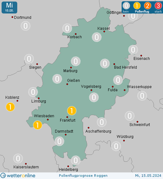 Rhön (in 800m): Pollenflugvorhersage Roggen für Freitag, den 26.04.2024