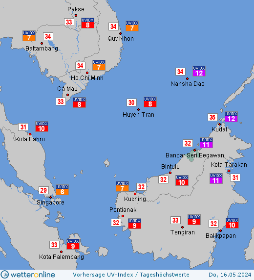 Brunei: UV-Index-Vorhersage für Freitag, den 26.04.2024