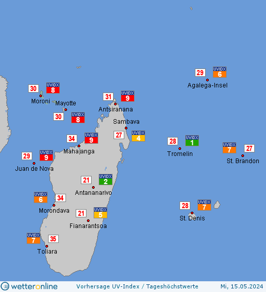 Komoren: UV-Index-Vorhersage für Freitag, den 26.04.2024