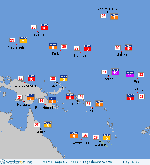 Neu-Kaledonien: UV-Index-Vorhersage für Freitag, den 26.04.2024