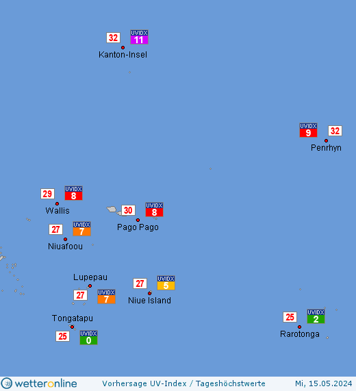 Amerikanisch-Samoa: UV-Index-Vorhersage für Freitag, den 26.04.2024