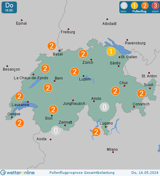 Frauenfeld: Pollenflugvorhersage Ambrosia für Freitag, den 26.04.2024