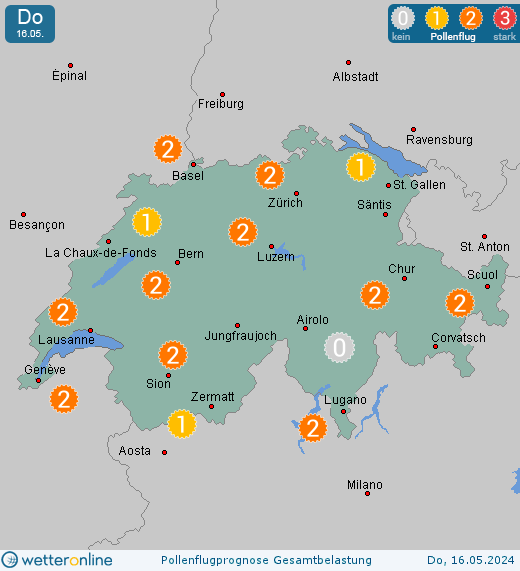 Schaffhausen: Pollenflugvorhersage Ambrosia für Samstag, den 27.04.2024