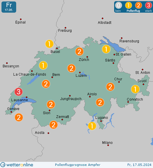 Wittenbach SG: Pollenflugvorhersage Ampfer für Samstag, den 27.04.2024