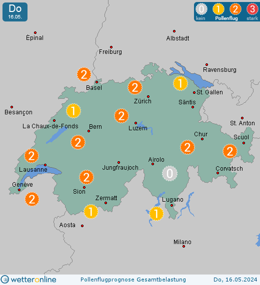 Thun: Pollenflugvorhersage Ambrosia für Samstag, den 27.04.2024