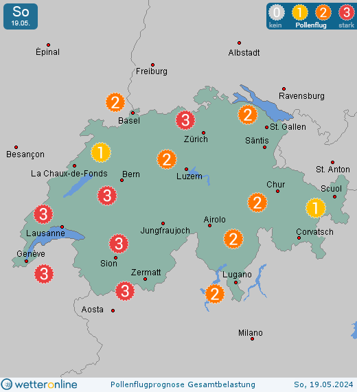 Wolfwil: Pollenflugvorhersage Ambrosia für Sonntag, den 28.04.2024