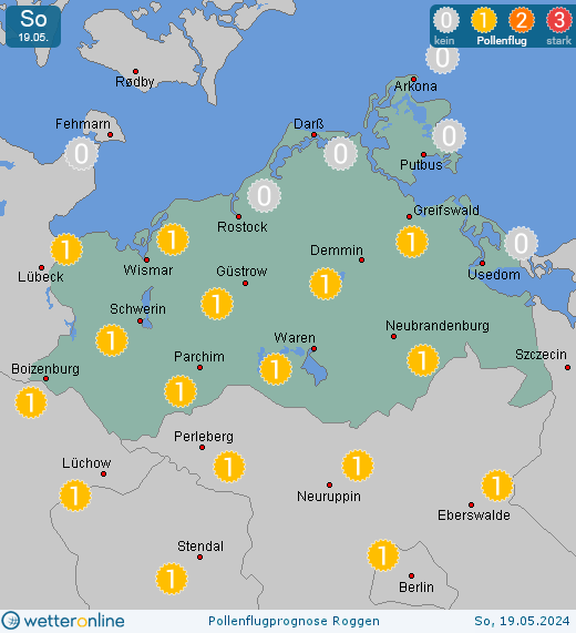Ostseebad Binz: Pollenflugvorhersage Roggen für Sonntag, den 28.04.2024