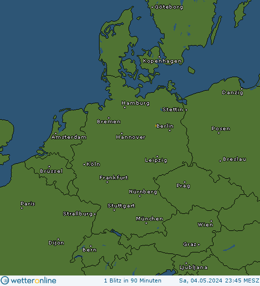 Aktuelle Blitzkarte Mitteleuropa